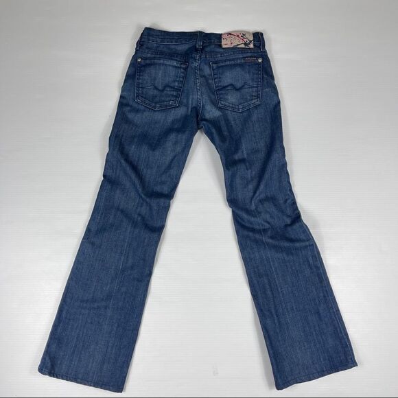 7FAM Jeans Flip Flop Dark Wash Flare Crystal Paint Splatter Women's 25 HEMMED - Picture 3 of 11